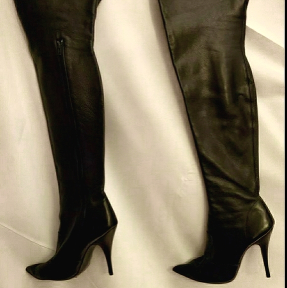 🖤BadAss Vintage Black leather thigh high boots🖤 - Picture 1 of 16